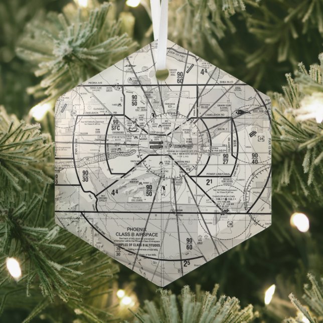 Aviation Chart Glass Tree Decoration (Insitu)