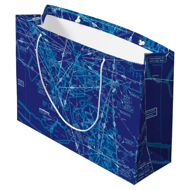 Aviation Chart Large Gift Bag (Back Angled)