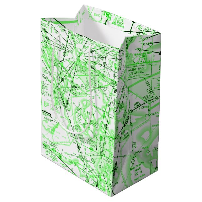 Aviation Chart Medium Gift Bag (Back Angled)