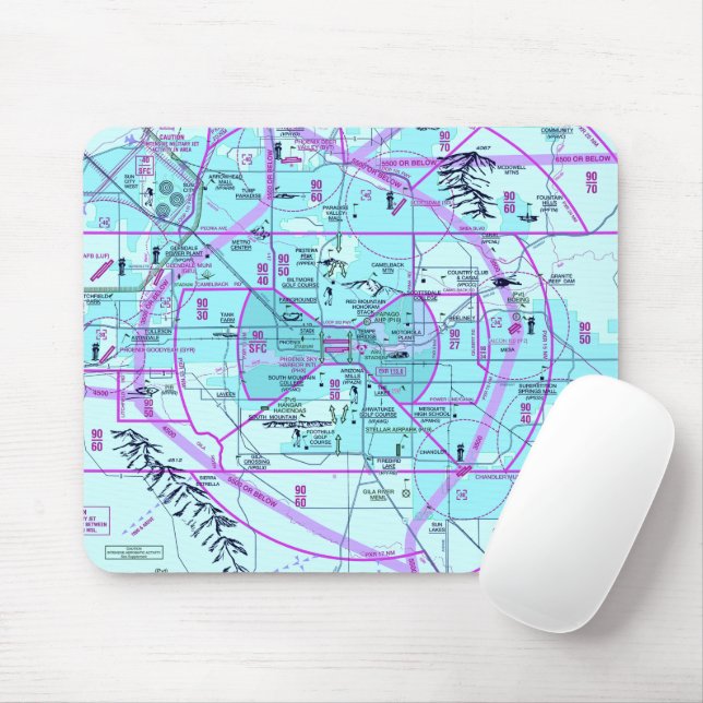 Aviation Chart Mouse Mat (With Mouse)