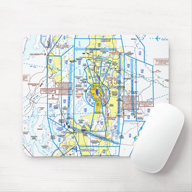 Aviation Chart Mouse Mat (With Mouse)