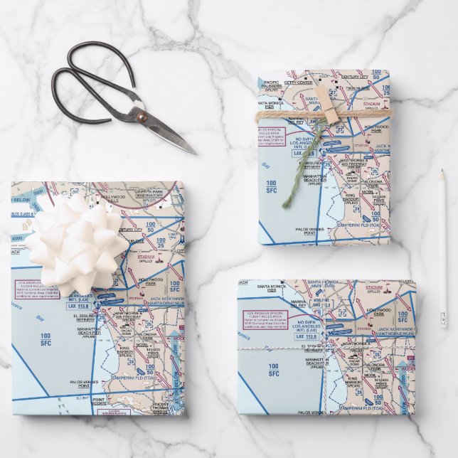 Aviation Chart Wrapping Paper Sheet (Front)