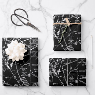 Aviation Chart Wrapping Paper Sheet