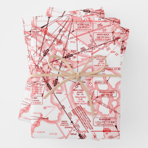 Aviation Chart Wrapping Paper Sheet