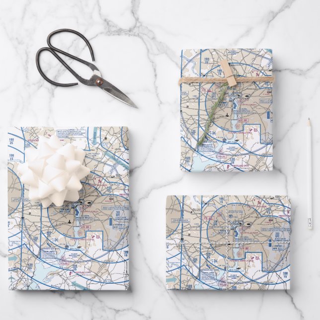 Aviation Chart Wrapping Paper Sheet (Front)