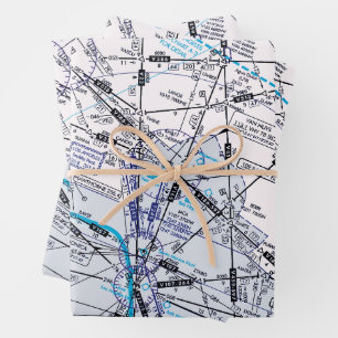 Aviation Chart Wrapping Paper Sheet