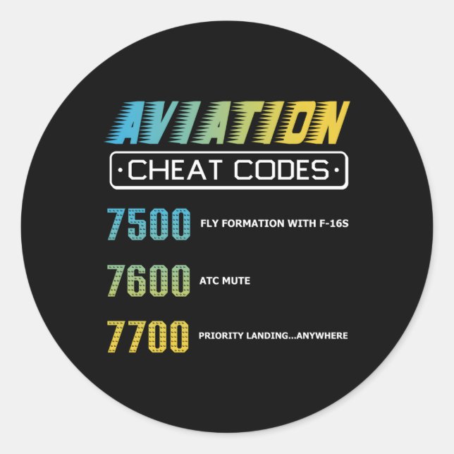 Aviation Cheat Codes Aviation Pilo Classic Round Sticker (Front)