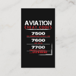 Aviation cheat codes - Funny Tshirt for pilots Business Card