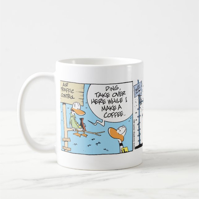 Aviation Coffee Humour Cartoon Coffee Mug (Left)