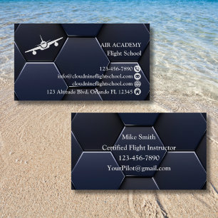 Aviation Company Professional Modern Blue & White  Business Card