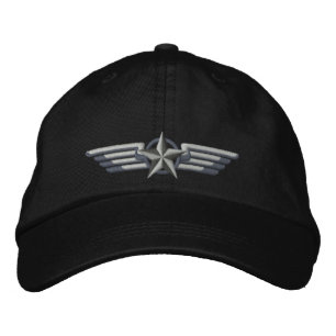 Aviation Embroidered Star Badge Pilot Wings Embroidered Hat