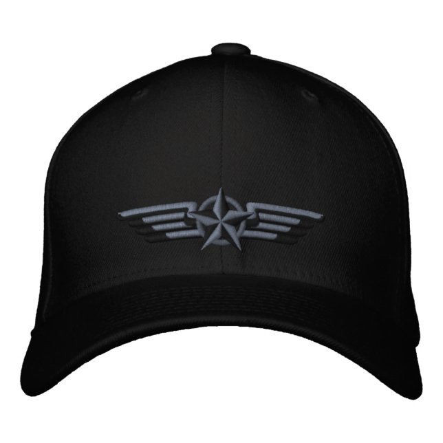Aviation Embroidered Star Badge Pilot Wings Embroidered Hat (Front)
