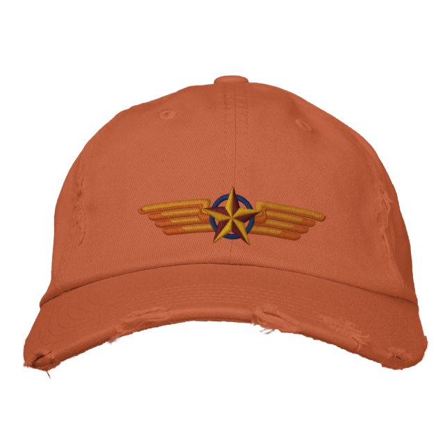 Aviation Embroidered Star Badge Pilot Wings Hat (Front)