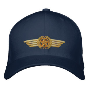 Aviation Embroidered Star Laurels Pilot Wings Embroidered Hat