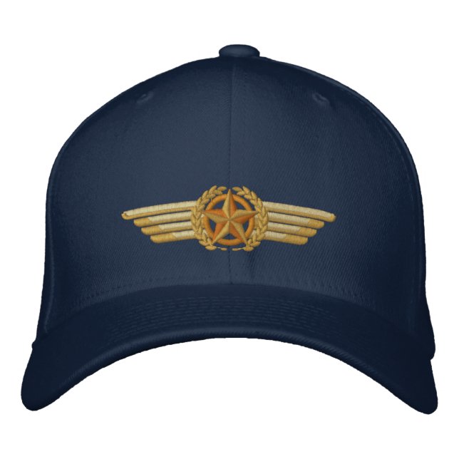 Aviation Embroidered Star Laurels Pilot Wings Embroidered Hat (Front)
