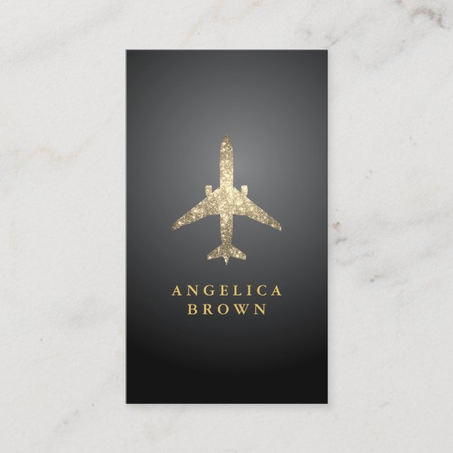 Aviation - Faux Glitter Aeroplane Business Card (Front)