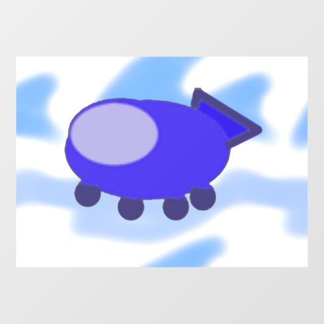 Aviation Flying Blue Spaceship Blue Sky  Window Cling (Sheet)