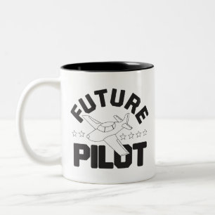 Aviation for Kids Flying High Future Pilots Plane  Two-Tone Coffee Mug