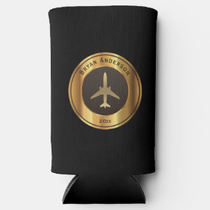 Aviation - Gold Aeroplane Logo Seltzer Can Cooler