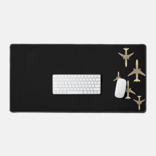 Aviation Gold Aeroplanes Desk Mat
