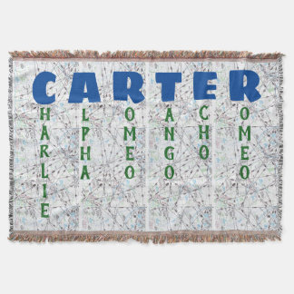 Aviation Map Personalised Phonetic Alphabet Throw Blanket