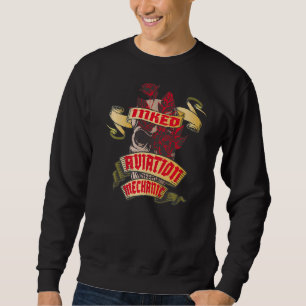 Aviation Mechanic Inked Skull & Red Roses Tattoo   Sweatshirt