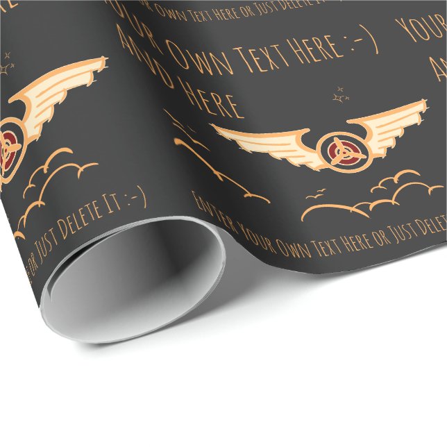 Aviation. Pilot, Aircraft, Airforce Gift Template Wrapping Paper (Roll Corner)