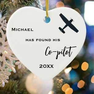 Aviation Pilot Found his Co-Pilot Airplane Photo Ceramic Tree Decoration