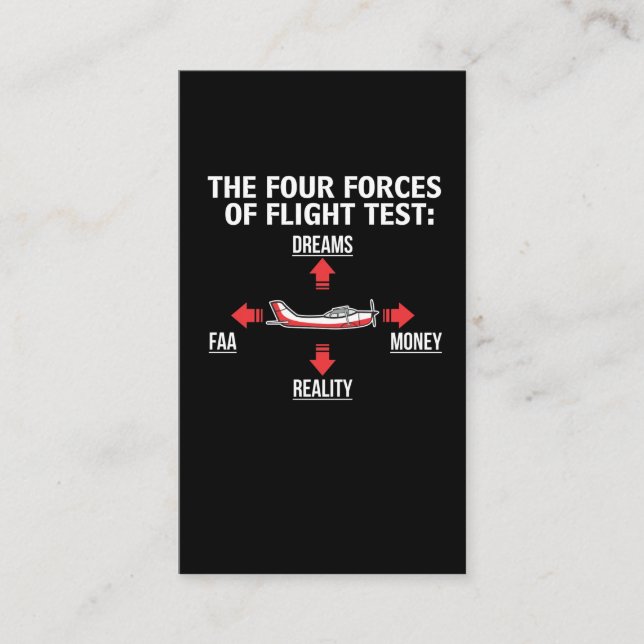Aviation Pilot Gift - Four Forces of Flight Test Business Card (Front)