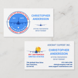 Aviation Professional Cool Fully Customisable Business Card