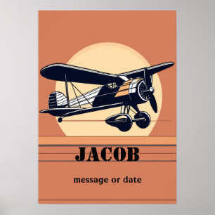 Aviation Retro Aeroplane   Any Name  Poster