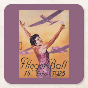 Aviation Show at Hotel Wagner Promo Poster Square Paper Coaster