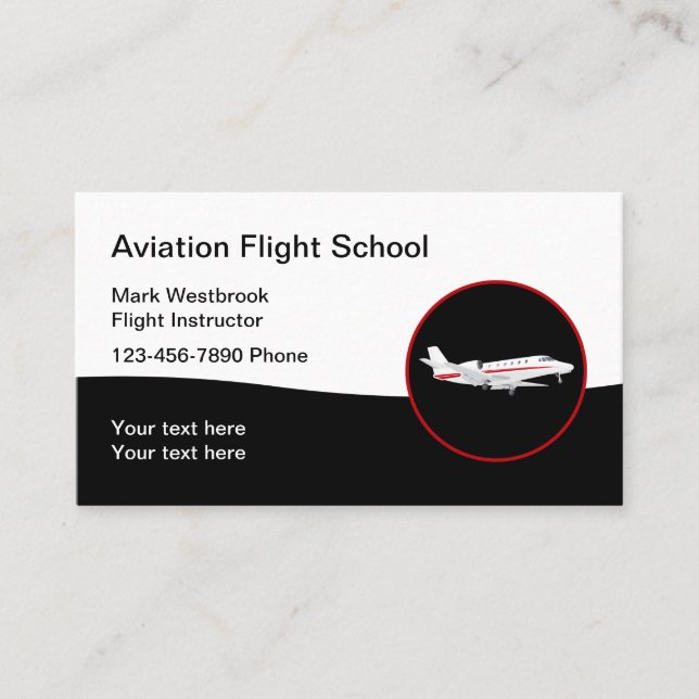 Aviation Theme Flight Instructor Business Card (Front)