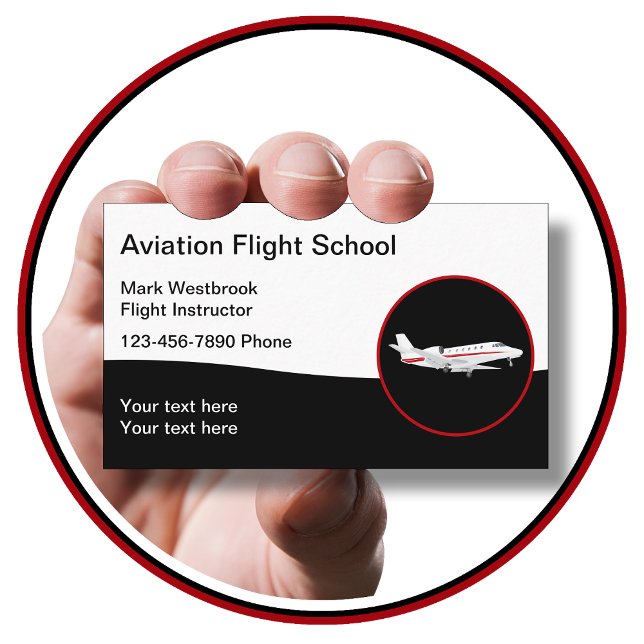 Aviation Theme Flight Instructor Business Card (flight school)