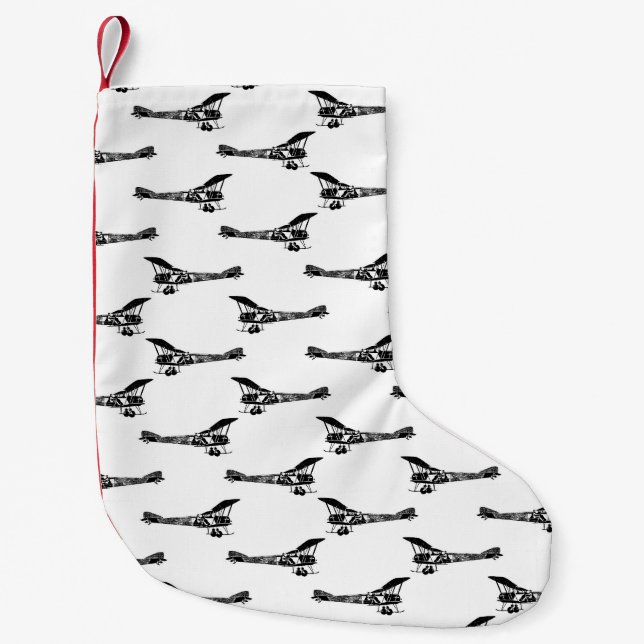 Aviation Themed Aeroplanes Style Small Christmas Stocking (Front)