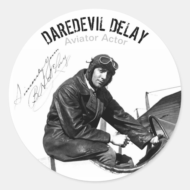 Aviator Actor DAREDEVIL DeLAY - Decal Sheet  Classic Round Sticker (Front)