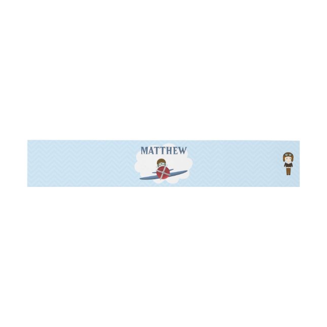 Aviator and His Plane Invitation Belly Band (Flat)