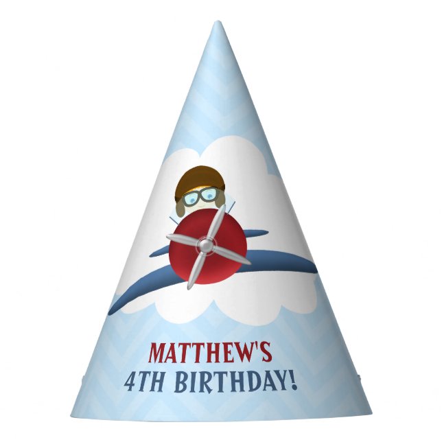 Aviator and His Plane Party Hat (Front)