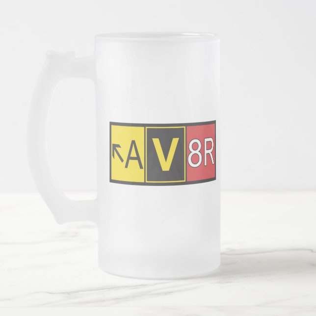 Aviator - AV8R - Frosted Glass Mug, 16 oz Frosted Glass Beer Mug (Left)