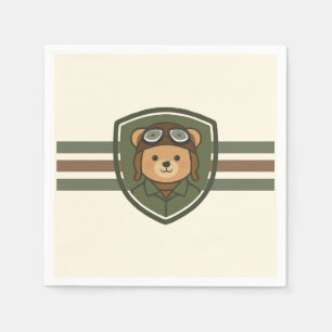 Aviator Bear Military Party Napkins