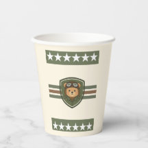 Aviator Bear Military Party Paper Cups