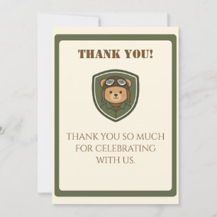 Aviator Bear Military Party Thank You Card