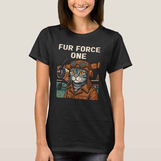 Aviator Cat Flying Feline Commander T-Shirt (Front)