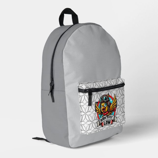 Aviator Chick Printed Backpack (Back Corner Left)