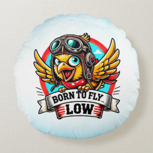 Aviator Chick Round Cushion