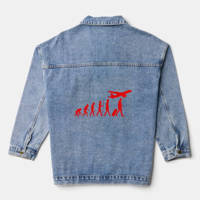 Aviator Evolution Aeroplane Pilot For Men Women Ki Denim Jacket (Back)