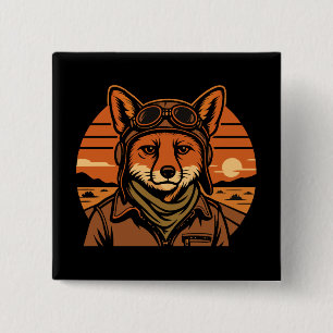 Aviator Fox Flying Foxy Wings 15 Cm Square Badge