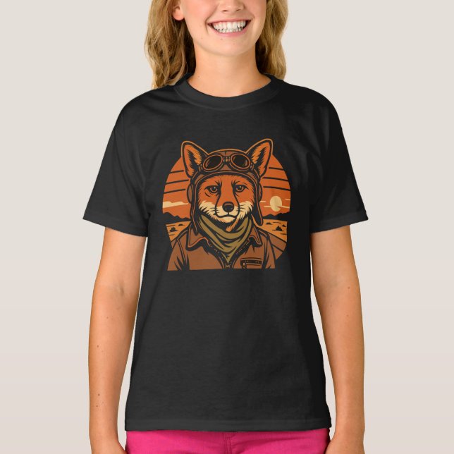 Aviator Fox Flying Foxy Wings T-Shirt (Front)