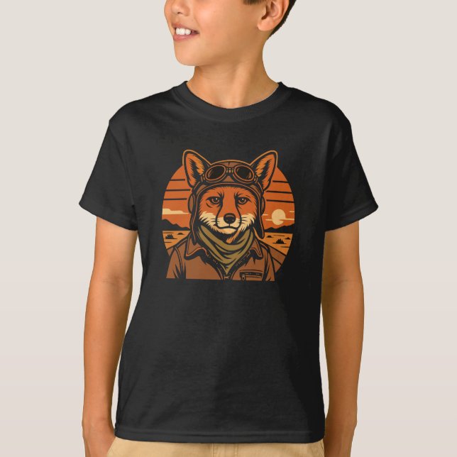 Aviator Fox Flying Foxy Wings T-Shirt (Front)