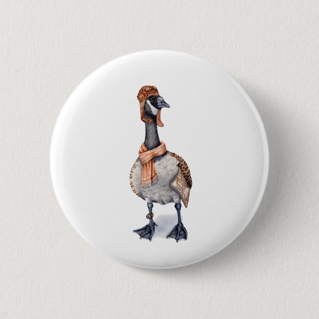 Aviator Goose 6 Cm Round Badge (Front)